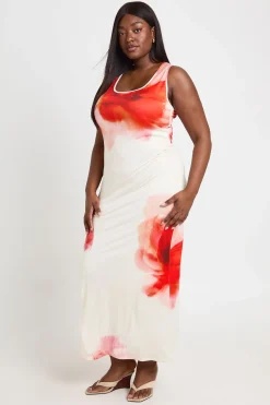 boohoo Robe Longue Grande Taille À Encolure Ronde Imprimé Floral<Femme Toutes Les Robes|Robes Longues