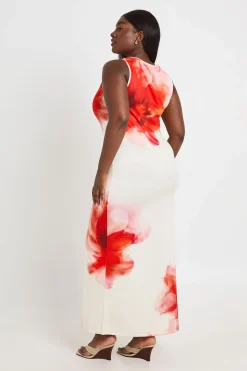 boohoo Robe Longue Grande Taille À Encolure Ronde Imprimé Floral<Femme Toutes Les Robes|Robes Longues