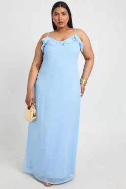 Robe Longue Grande Taille En Mousseline Avec Détail De Volants