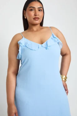 Robe Longue Grande Taille En Mousseline Avec Détail De Volants