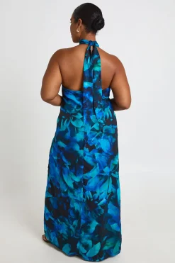 boohoo Robe Longue Grande Taille En Mousseline À Encolure Américaine Plongeante<Femme Toutes Les Robes|Robes