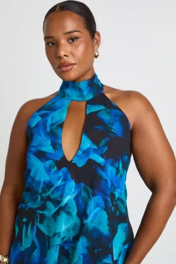 boohoo Robe Longue Grande Taille En Mousseline À Encolure Américaine Plongeante<Femme Toutes Les Robes|Robes