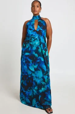 boohoo Robe Longue Grande Taille En Mousseline À Encolure Américaine Plongeante<Femme Toutes Les Robes|Robes