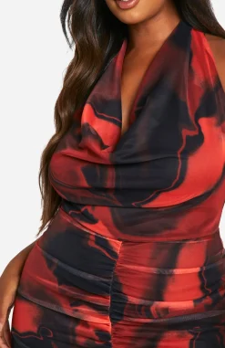 Robe Longue Grande Taille En Mesh Floral Avec Col Bénitier