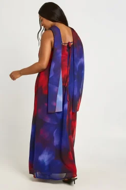 boohoo Robe Longue Grande Taille En Mousseline À Imprimé Floral Et Col Bénitier<Femme Toutes Les Robes|Robes Longues