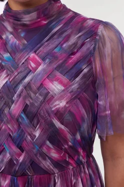 Robe Longue Grande Taille En Tulle À Détails Croisés Et Imprimé Floral Estompé
