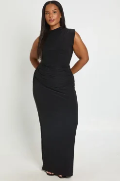 boohoo Robe Longue Grande Taille À Taille Froncée Toucher Doux<Femme Robes De Soirée|Toutes Les Robes