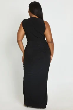 boohoo Robe Longue Grande Taille À Taille Froncée Toucher Doux<Femme Robes De Soirée|Toutes Les Robes