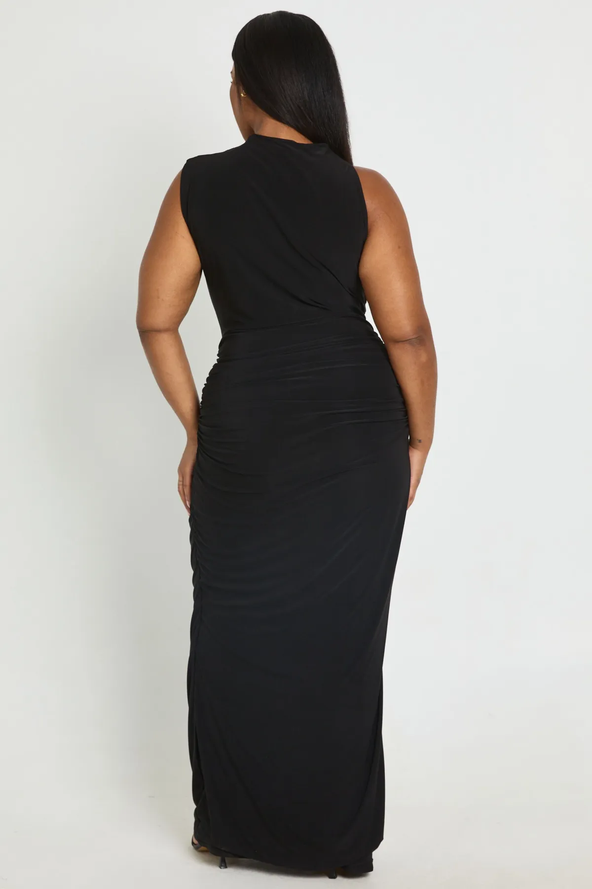 boohoo Robe Longue Grande Taille À Taille Froncée Toucher Doux<Femme Robes De Soirée|Toutes Les Robes