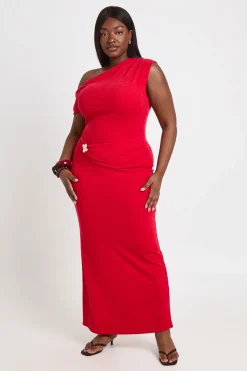 boohoo Robe Longue Grande Taille Texturée Avec Garniture Florale<Femme Robes Moulantes|Robes
