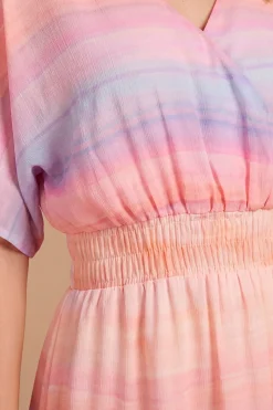 Robe Longue Imprimée Dp Luxe À Manches Ange Et Ourlet À Volants
