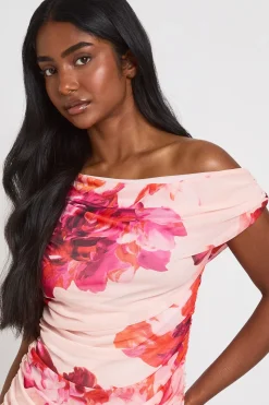 Robe Longue À Imprimé Floral Avec Détails Froncés