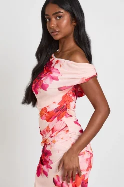 Robe Longue À Imprimé Floral Avec Détails Froncés