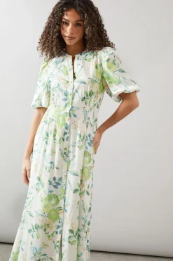 Robe Longue À Imprimé Fruits Avec Boutonnage Sur Le Devant