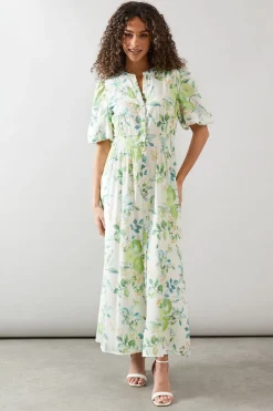 Robe Longue À Imprimé Fruits Avec Boutonnage Sur Le Devant
