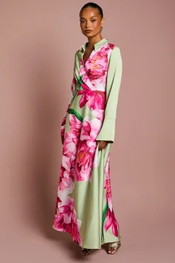 Coast Robe Longue à Imprimé Placement et Devant Croisé Petite<Femme Robes Mi-Longues|Robes À Manches Longues