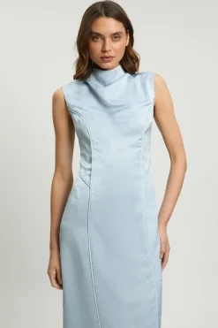 KarenMillen Robe Longue Jacquard Sans Manches À Col Drapé<Femme Robes|Robes Longues