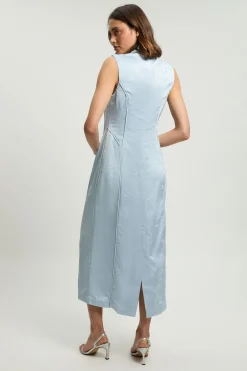 KarenMillen Robe Longue Jacquard Sans Manches À Col Drapé<Femme Robes|Robes Longues