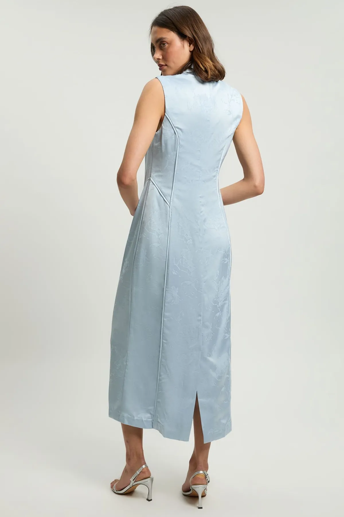 KarenMillen Robe Longue Jacquard Sans Manches À Col Drapé<Femme Robes|Robes Longues