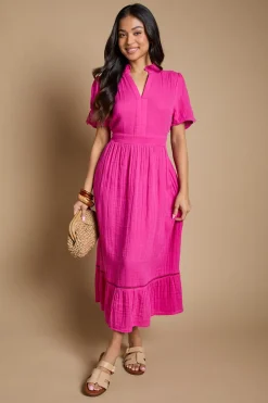 Dorothy Perkins Robe Longue À Manches Courtes Avec Détail Col Petite<Femme Toutes Les Robes|Robes Longues