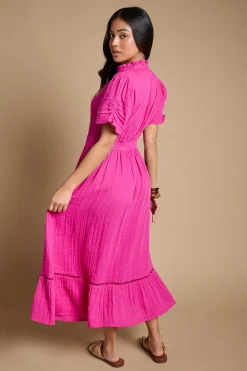 Dorothy Perkins Robe Longue À Manches Courtes Avec Détail Col Petite<Femme Toutes Les Robes|Robes Longues
