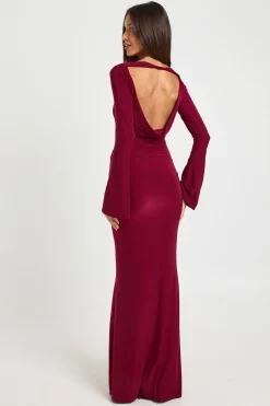 Robe Longue À Manches Longues Avec Détail Torsadé Devant