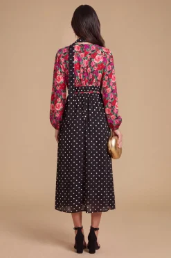 Robe Longue À Manches Longues Avec Détail Noué Et Imprimé Mixte Petite