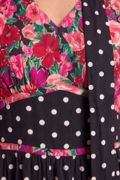 Robe Longue À Manches Longues Avec Détail Noué Et Imprimé Mixte Petite