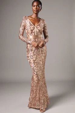 Coast Robe Longue à Manches Longues et Sequins<Femme Robes Bal De Promo|Robes À Manches Longues