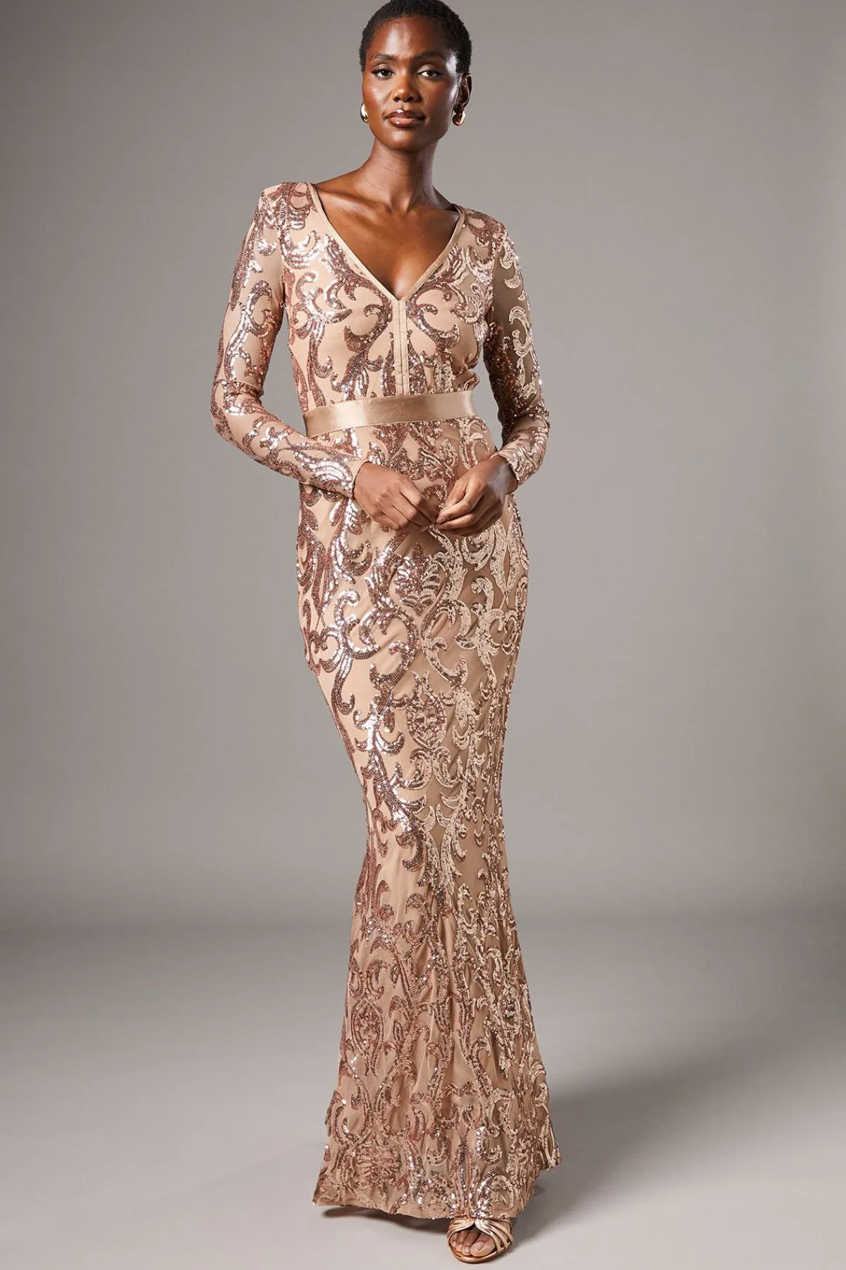 Coast Robe Longue à Manches Longues et Sequins<Femme Robes Bal De Promo|Robes À Manches Longues