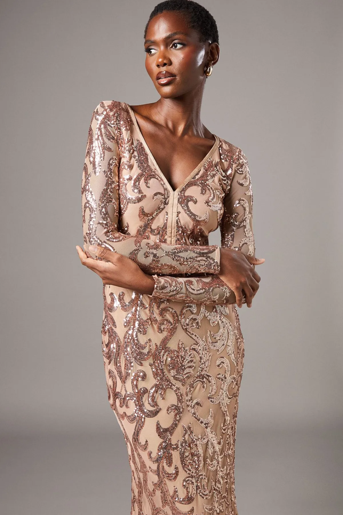 Coast Robe Longue à Manches Longues et Sequins<Femme Robes Bal De Promo|Robes À Manches Longues