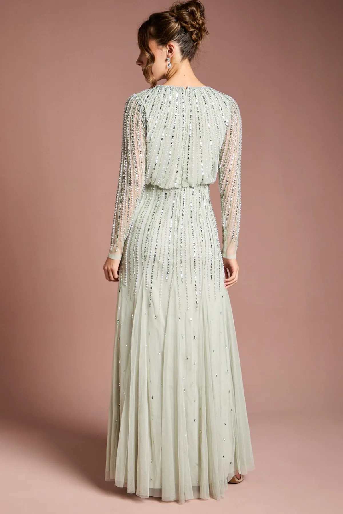 Coast Robe Longue à Manches Longues Ornée de Sequins Linéaires<Femme Robes À Manches Longues|Robes