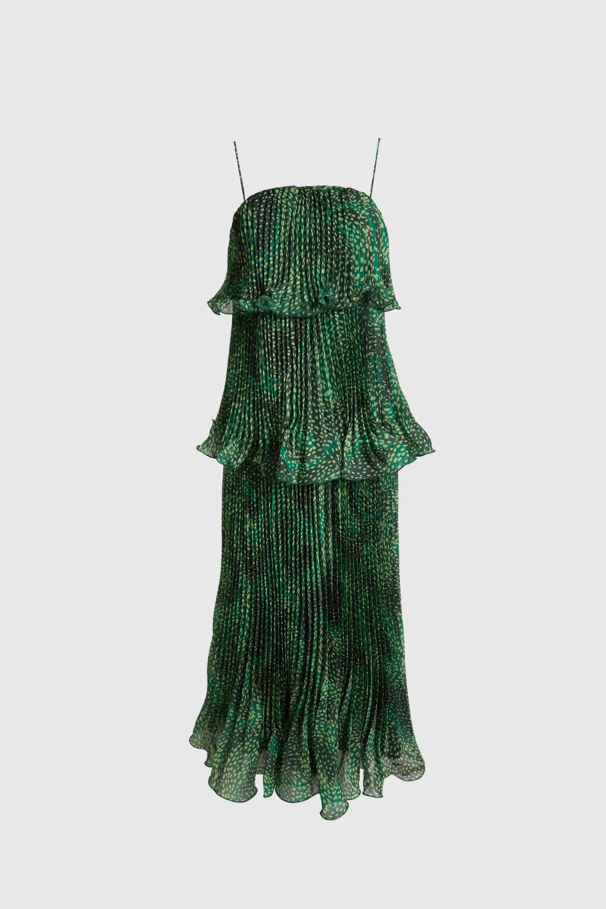 KarenMillen Robe Longue Maxi À Basque Plissée En Organdi Slub Imprimé À Pois<Femme Robes|Robe Invitée Mariage