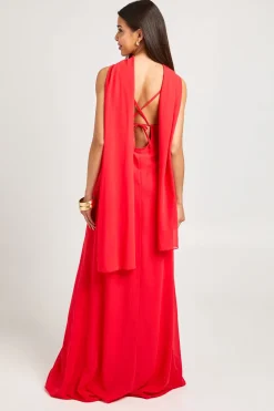 Robe Longue Maxi En Mousseline Col Bénitier Avec Foulard Coupe Tall