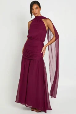 Robe Longue Maxi En Mousseline Avec Jupe Ample Froncée