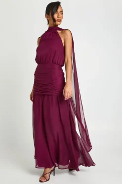 Robe Longue Maxi En Mousseline Avec Jupe Ample Froncée