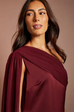 Robe Longue Maxi En Mousseline À Drapé Asymétrique