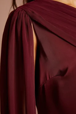 Robe Longue Maxi En Mousseline À Drapé Asymétrique