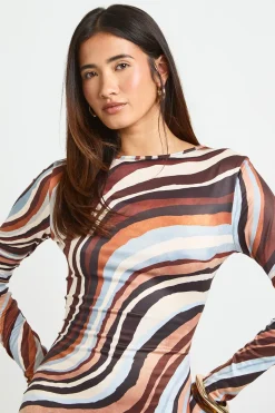 Robe Longue Maxi À Manches Longues Rayures Ton Sur Ton