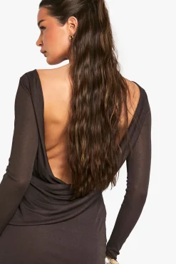 Robe Longue Maxi À Manches Longues Avec Détail Drapé Au Dos Petite