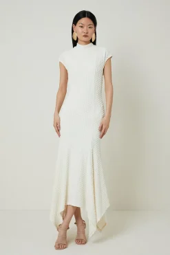 KarenMillen Robe longue maxi à ourlet dramatique en jersey texturé<Femme Robes|Robes Longues