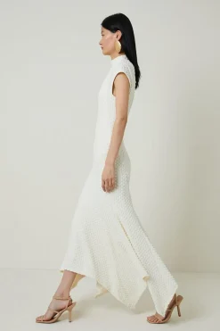 KarenMillen Robe longue maxi à ourlet dramatique en jersey texturé<Femme Robes|Robes Longues