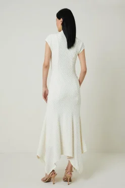 KarenMillen Robe longue maxi à ourlet dramatique en jersey texturé<Femme Robes|Robes Longues