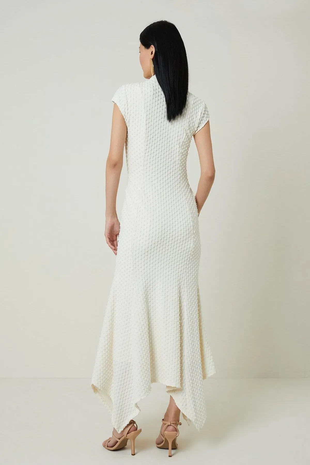 KarenMillen Robe longue maxi à ourlet dramatique en jersey texturé<Femme Robes|Robes Longues