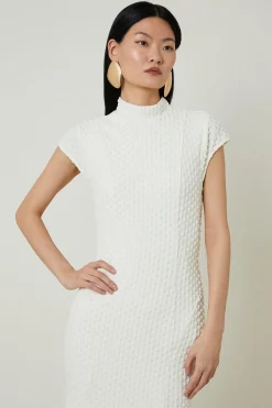 KarenMillen Robe longue maxi à ourlet dramatique en jersey texturé<Femme Robes|Robes Longues
