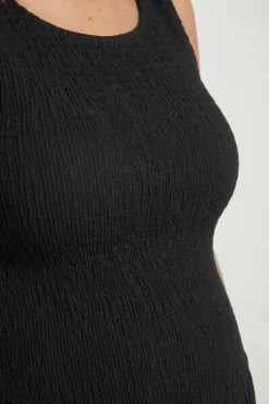 Robe Longue Maxi Évasée À Smocks En Gaze De Coton De Maternité