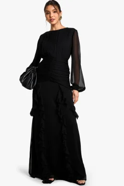 Robe Longue Maxi À Volants En Mousseline Crêpée