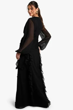 Robe Longue Maxi À Volants En Mousseline Crêpée
