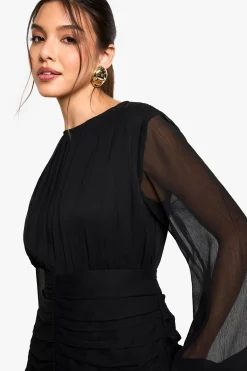 Robe Longue Maxi À Volants En Mousseline Crêpée