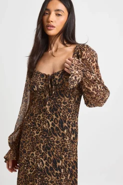 Robe Longue Milkmaid À Imprimé Léopard